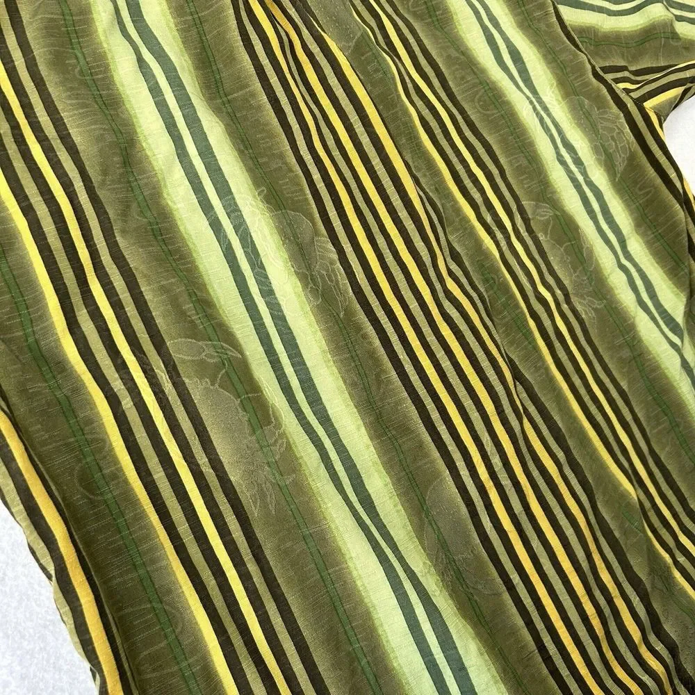 Tommy Bahama Silk Shirt Mens Medium Green Yellow‎ Crab Print Tropical Vacation